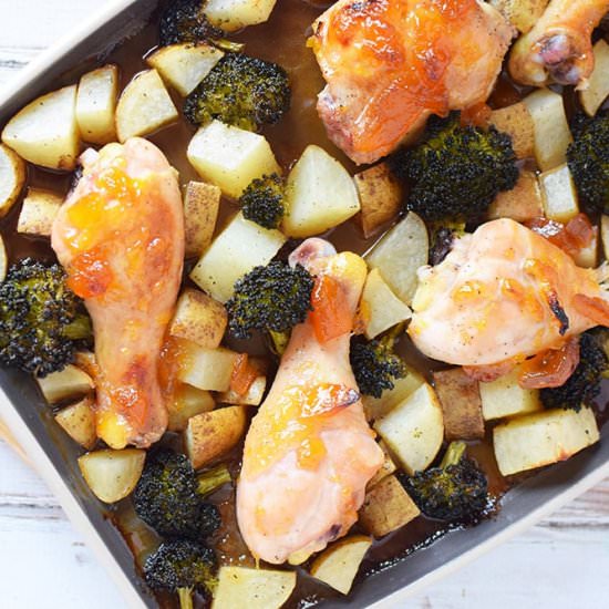 Peach Chicken Sheet Pan Dinner