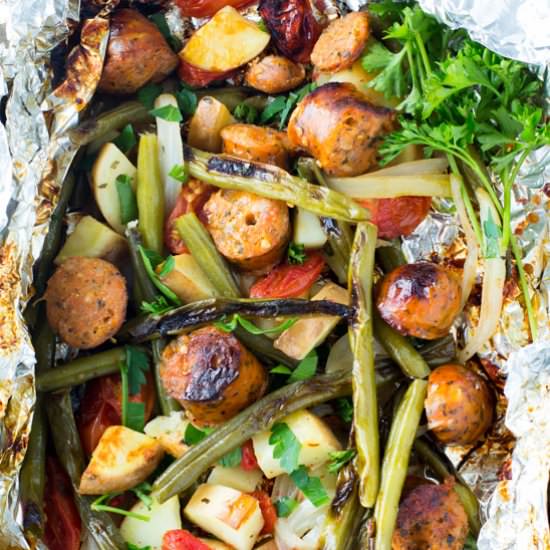 Sausage and Veggie Foil Packets