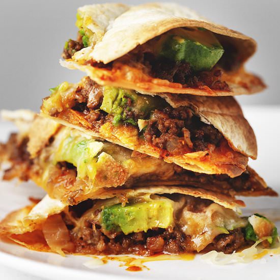 Beef and Avocado Quesadillas