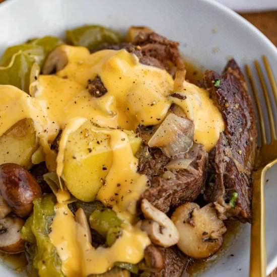 Philly Cheesesteak Pot Roast