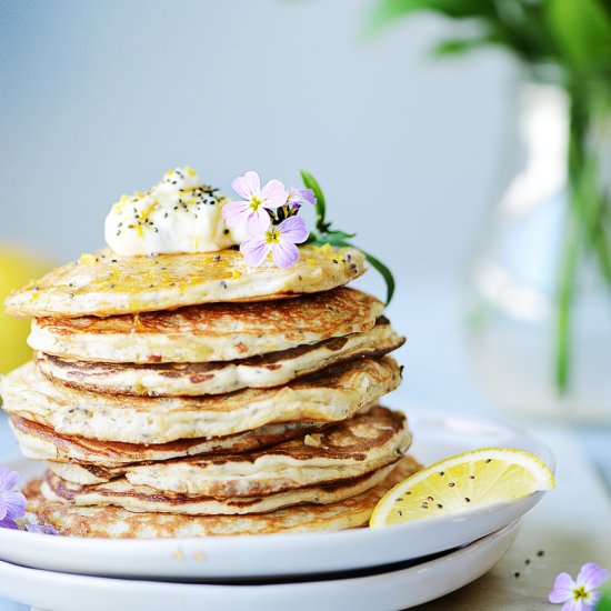 Lemon Chia Seeds Protein Pancakes