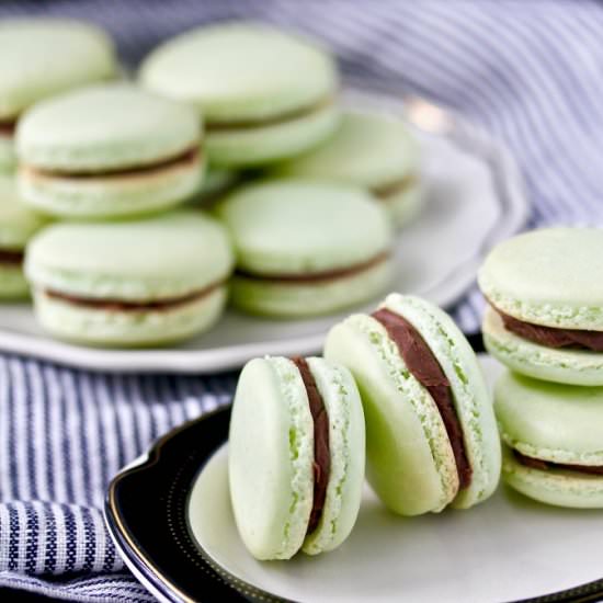 Mint Chocolate Macarons