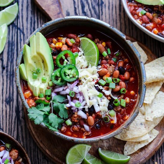 easy three-bean turkey chili
