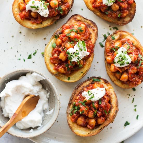 Potato skins with smoky chickpeas