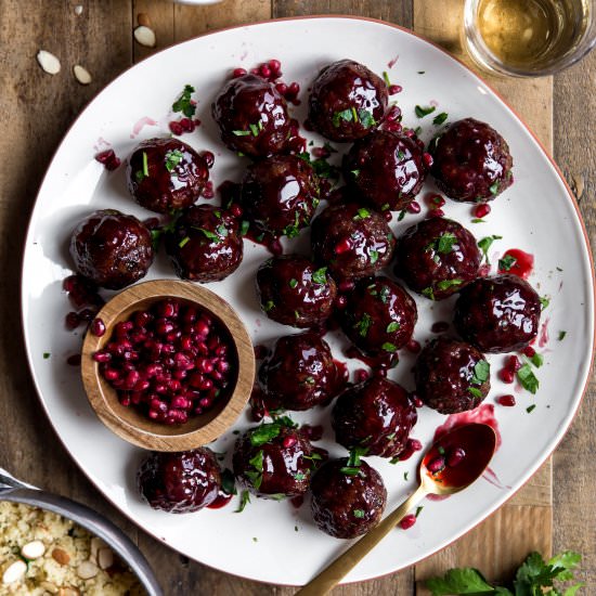 Sticky Pomegranate Meatballs