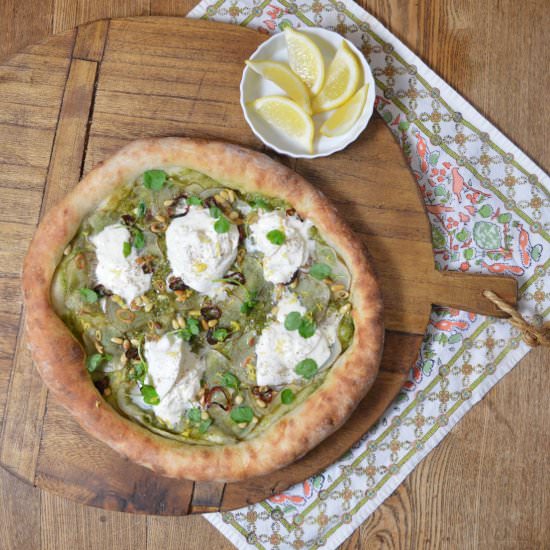 Pesto, Potato & Burrata Pizza