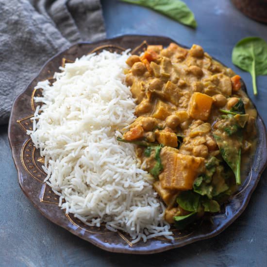 Pumpkin Chickpea Sweet Potato Curry