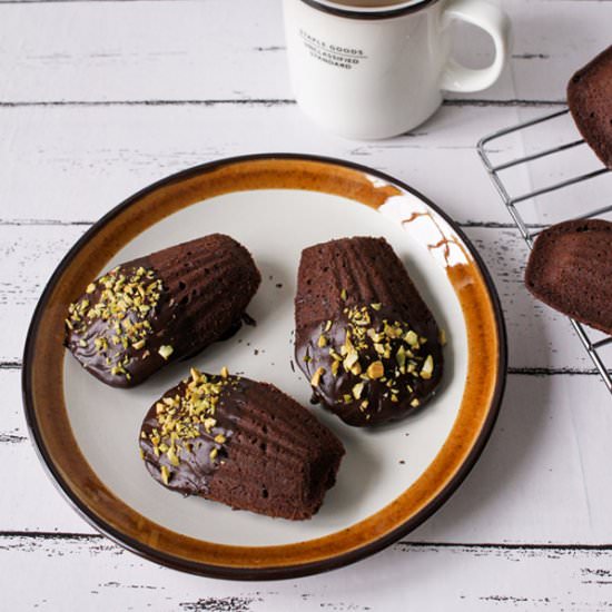 Choco-Dipped Chocolate Madeleines