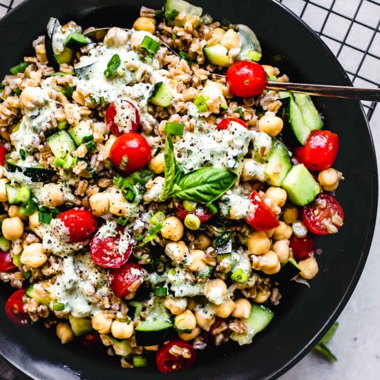 Farro Salad with Tahini Dressing