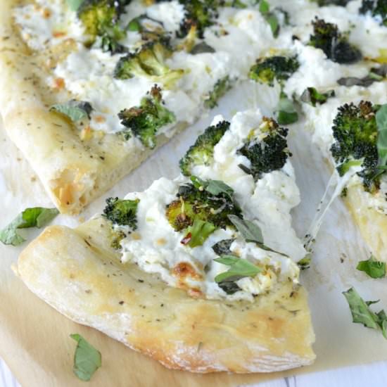 Four Cheese White Broccoli Pizza