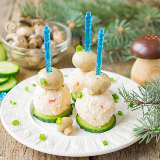 Canape with Marinated Mushrooms