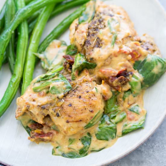 Tuscan Slow Cooker Chicken Thighs