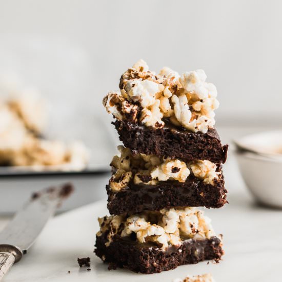 Salted Caramel Popcorn Brownie