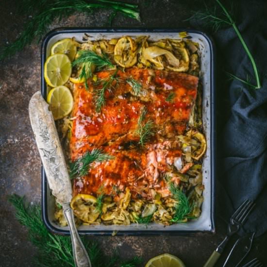 Pomegranate Glazed Roast Salmon