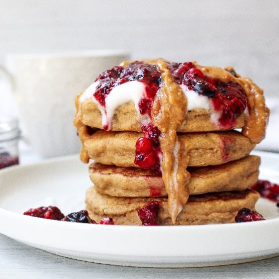 Peanut Butter Oat Flour Pancakes
