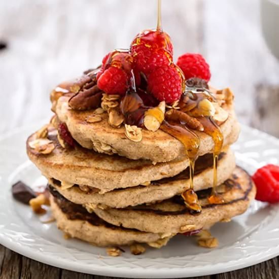 Healthy, Vegan Granola Pancakes