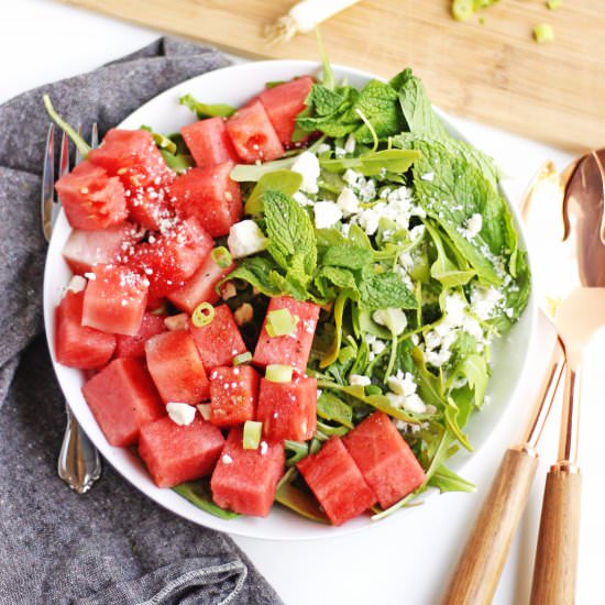 Spicy watermelon arugula salad