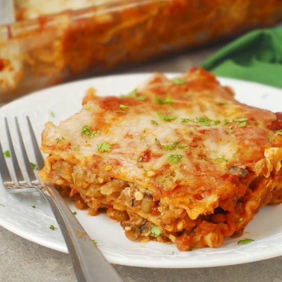 Mushroom Lentil Vegetarian Lasagna