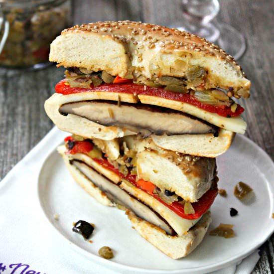 Vegetarian Muffuletta Bagel