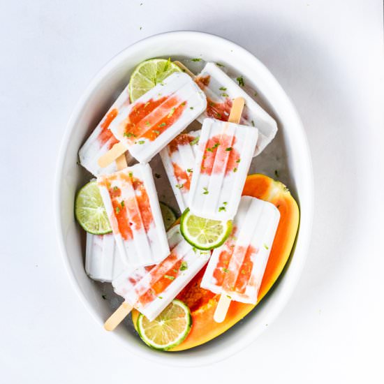 Vegan Papaya & Lime Popsicles