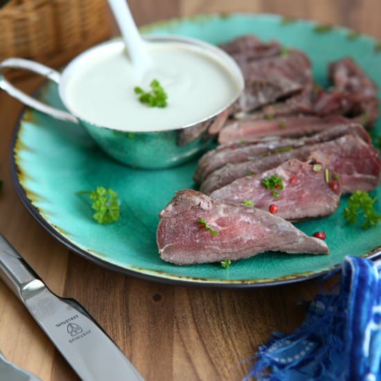Beef Steak with Blue Cheese Sauce