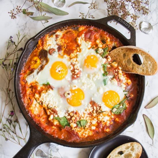 SpinachArtichoke Mushroom Shakshuka