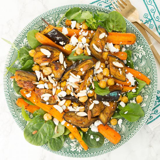 Harissa eggplant and carrot salad