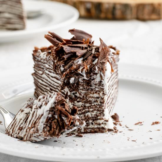 Vegan Dark Chocolate Crepe Cake
