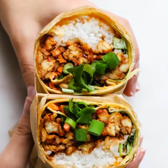 Korean BBQ Tempeh Burrito