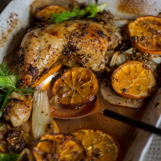 oven chicken with fennel and orange