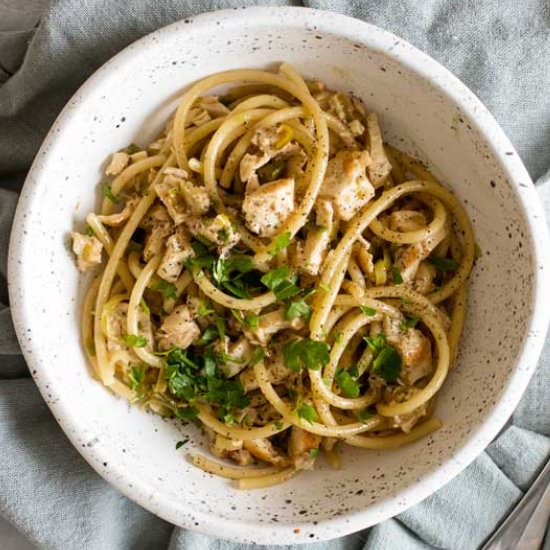 Lemon Leek Pasta with Chicken