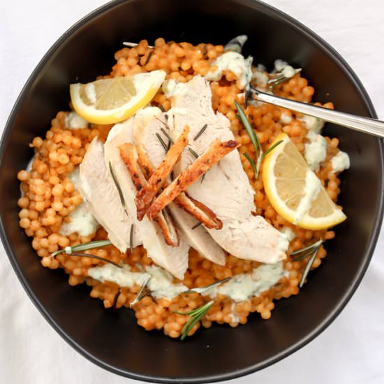 Avgolemono turkey and couscous