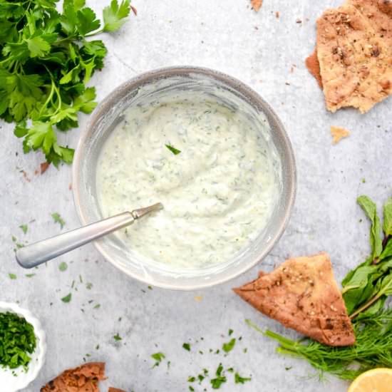 Easy Tzatziki with Roasted Naan