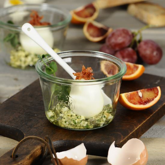 Egg in a Glass with Sauce Gribiche