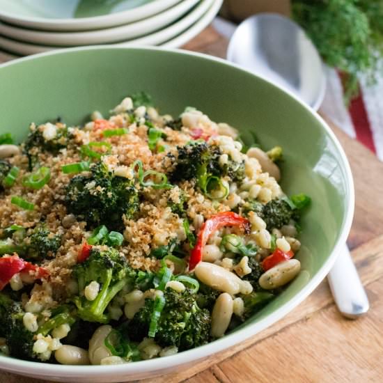Roasted Broccoli Barley Salad