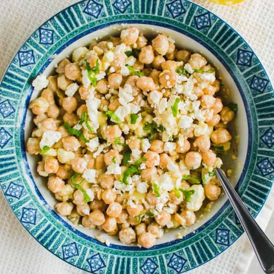 Chickpea Salad With Feta & Tahini