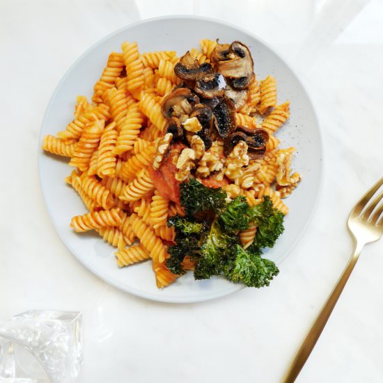 Pasta with Roast Mushrooms and Kale