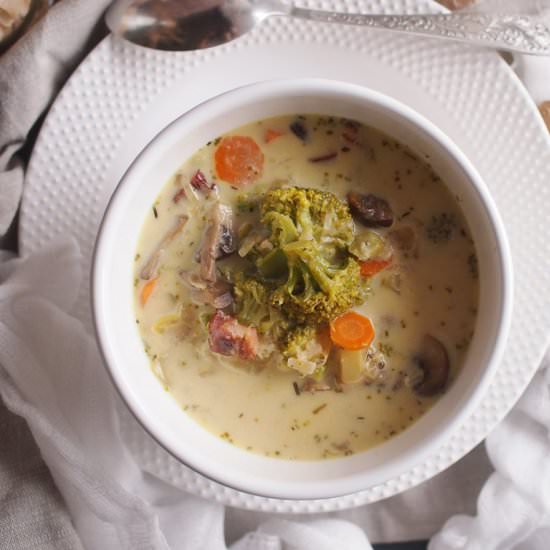 Broccoli and mushroom soup