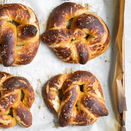 Homemade soft pretzels