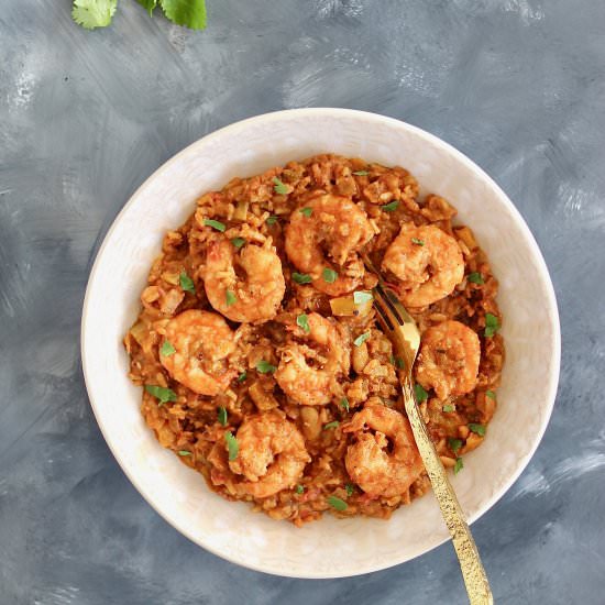 Healthy Brown Rice Shrimp Jambalaya