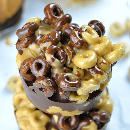 Chocolate Peanut Cheerios Cups