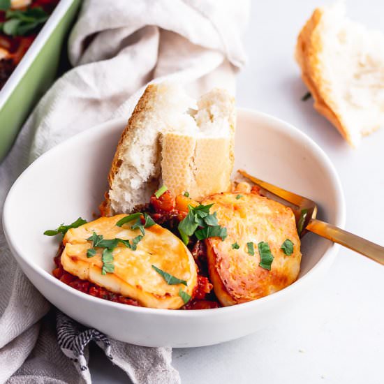 Halloumi, Kale & White Bean Bake