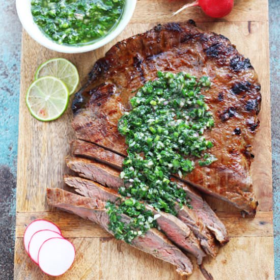Grilled Flank Steak W/Chimichurri