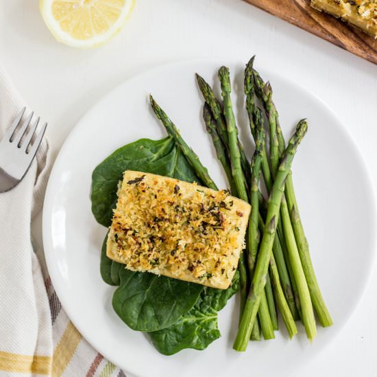 baked lemon & herb crusted tofu