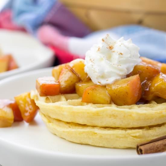 Waffles with Cinnamon Apple Topping