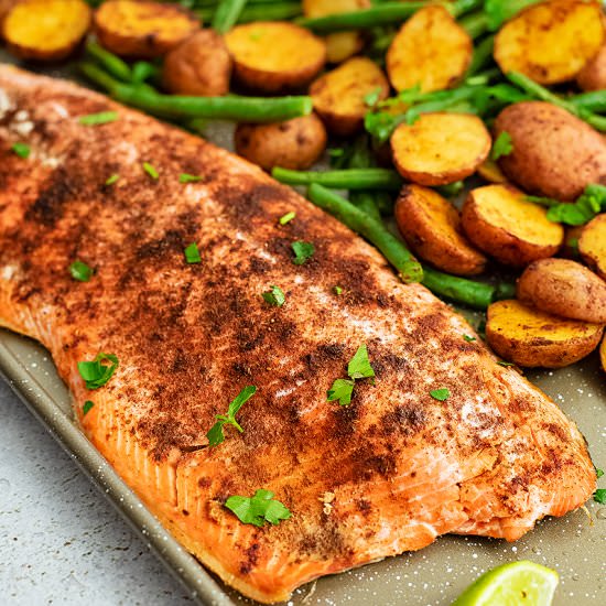 Cajun Salmon Sheet Pan Meal