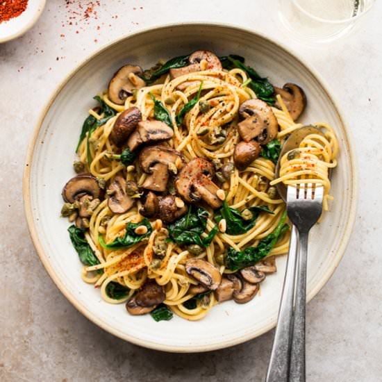 Quick mushroom pasta (V,GF)