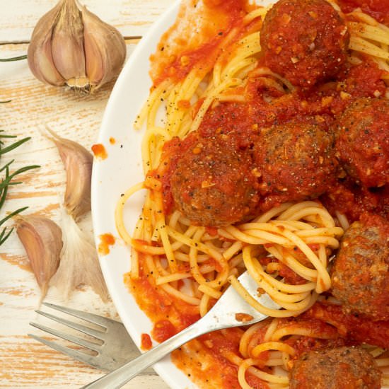 Spaghetti with Vegan Meatballs