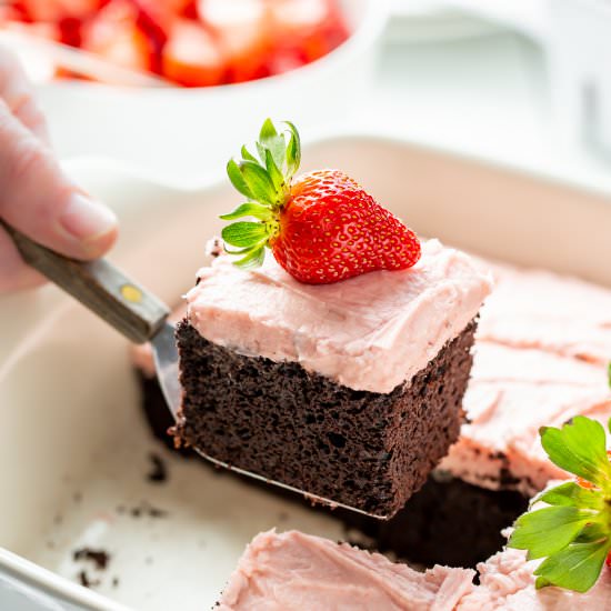 Chocolate Cake & Strawberry Icing