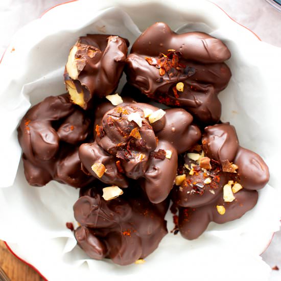 Dark Chocolate Chili Nut Clusters